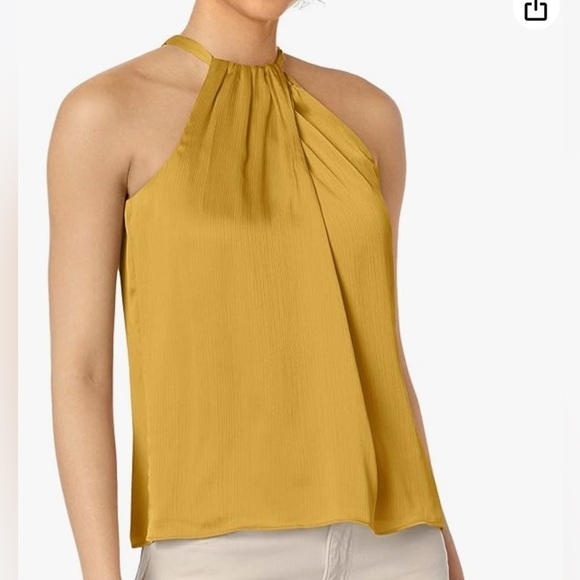 Trina Turk Tops - Trina Turk gold halter top with back tie Size Large